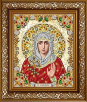 Рисунок на ткани для вышивки бисером ЖК-4009 Святая Галина в кристаллах и жемчуге 20х24см